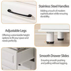 Sandinrayli Cómoda de 5 cajones, cómoda alta blanca para dormitorio, armario de madera con asas de acero, blanco