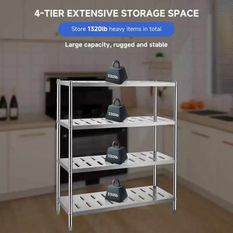 Estantes de acero inoxidable TROPOW, estante de almacenamiento resistente, unidades de estantería ajustables, altura ajustable y orificios de ventilación para cocina, garaje, oficina, restaurante