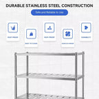 Estantes de acero inoxidable TROPOW, estante de almacenamiento resistente, unidades de estantería ajustables, altura ajustable y orificios de ventilación para cocina, garaje, oficina, restaurante