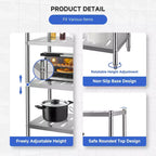 Estantes de acero inoxidable TROPOW, estante de almacenamiento resistente, unidades de estantería ajustables, altura ajustable y orificios de ventilación para cocina, garaje, oficina, restaurante
