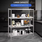 Estantes de acero inoxidable TROPOW, estante de almacenamiento resistente, unidades de estantería ajustables, altura ajustable y orificios de ventilación para cocina, garaje, oficina, restaurante