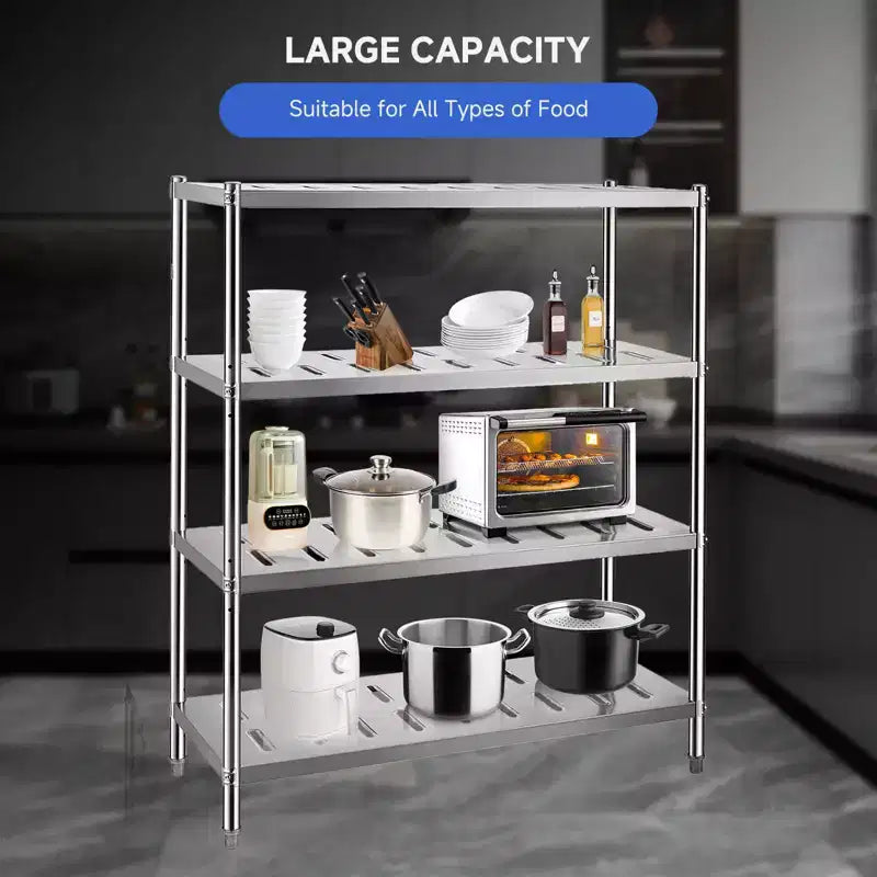 Estantes de acero inoxidable TROPOW, estante de almacenamiento resistente, unidades de estantería ajustables, altura ajustable y orificios de ventilación para cocina, garaje, oficina, restaurante