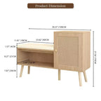 GDFStudio Tracey Banco zapatero 2 en 1 con puertas de ratán sintético y asiento acolchado