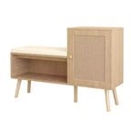 GDFStudio Tracey Banco zapatero 2 en 1 con puertas de ratán sintético y asiento acolchado