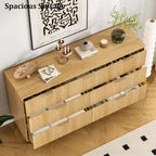 Cómoda de 7 cajones para dormitorio, cómoda de madera de 47 pulgadas de ancho con tiradores de metal, cómoda acanalada con almacenamiento, mueble de TV para sala de estar