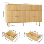 Cómoda de 7 cajones para dormitorio, cómoda de madera de 47 pulgadas de ancho con tiradores de metal, cómoda acanalada con almacenamiento, mueble de TV para sala de estar