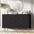 7 Drawer Dresser for Bedroom, 47W Wooden Chest of Drawers with Metal Handles, Fluted Dresser Storage Cabinet, TV Stand for Living Room