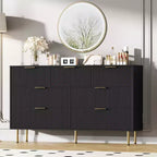 7 Drawer Dresser for Bedroom, 47W Wooden Chest of Drawers with Metal Handles, Fluted Dresser Storage Cabinet, TV Stand for Living Room