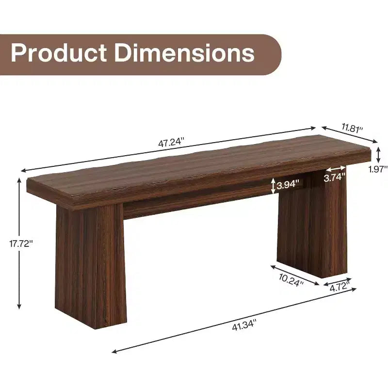 Lantine Banco de Entrada de Madera, Banco de Mesa de Comedor de Madera de 120 cm con Estructura Robusta para Cocina, Dormitorio, Sala de Estar, Pasillo, Fácil Montaje,