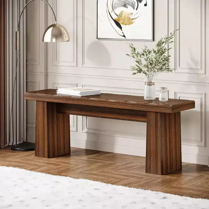 Lantine Banco de Entrada de Madera, Banco de Mesa de Comedor de Madera de 120 cm con Estructura Robusta para Cocina, Dormitorio, Sala de Estar, Pasillo, Fácil Montaje,
