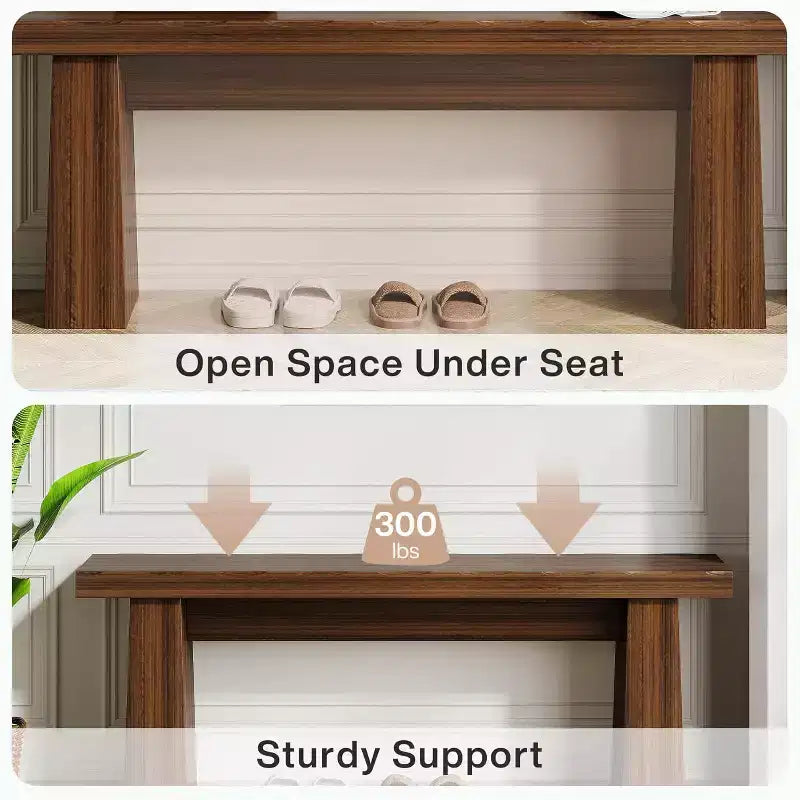 Lantine Banco de Entrada de Madera, Banco de Mesa de Comedor de Madera de 120 cm con Estructura Robusta para Cocina, Dormitorio, Sala de Estar, Pasillo, Fácil Montaje,