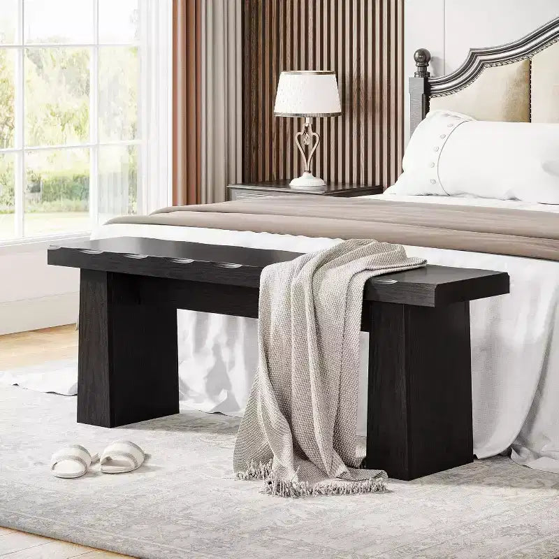 Lantine Banco de Entrada de Madera, Banco de Mesa de Comedor de Madera de 120 cm con Estructura Robusta para Cocina, Dormitorio, Sala de Estar, Pasillo, Fácil Montaje,