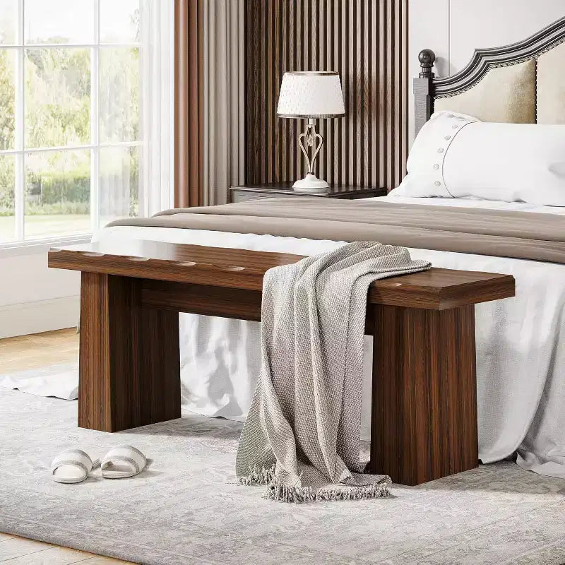 Lantine Banco de Entrada de Madera, Banco de Mesa de Comedor de Madera de 120 cm con Estructura Robusta para Cocina, Dormitorio, Sala de Estar, Pasillo, Fácil Montaje,