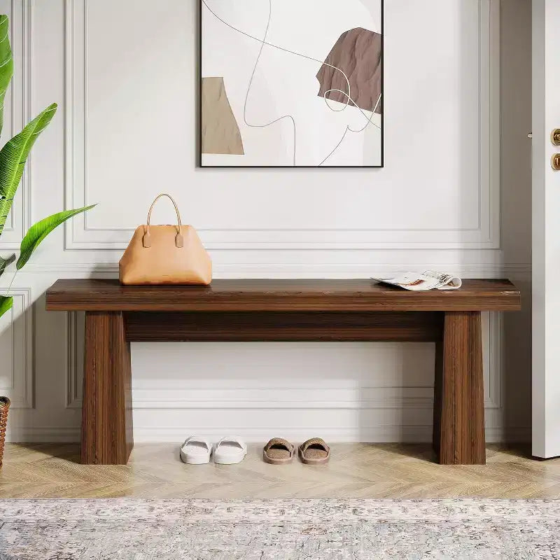 Lantine Banco de Entrada de Madera, Banco de Mesa de Comedor de Madera de 120 cm con Estructura Robusta para Cocina, Dormitorio, Sala de Estar, Pasillo, Fácil Montaje,