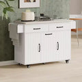 Kitchen Island with Trash Can Storage, Drop Leaf, Spice Rack, Adjustable Shelf, Rolling Kitchen Cart