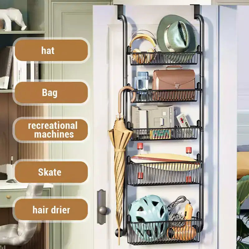 Organizador Para Colgar Sobre la Puerta, Organizador de Despensa de Metal de 6 Niveles, Organizador Colgante Para Puerta Con Cestas Ajustables Para Cocina, Lavadero y Hogar