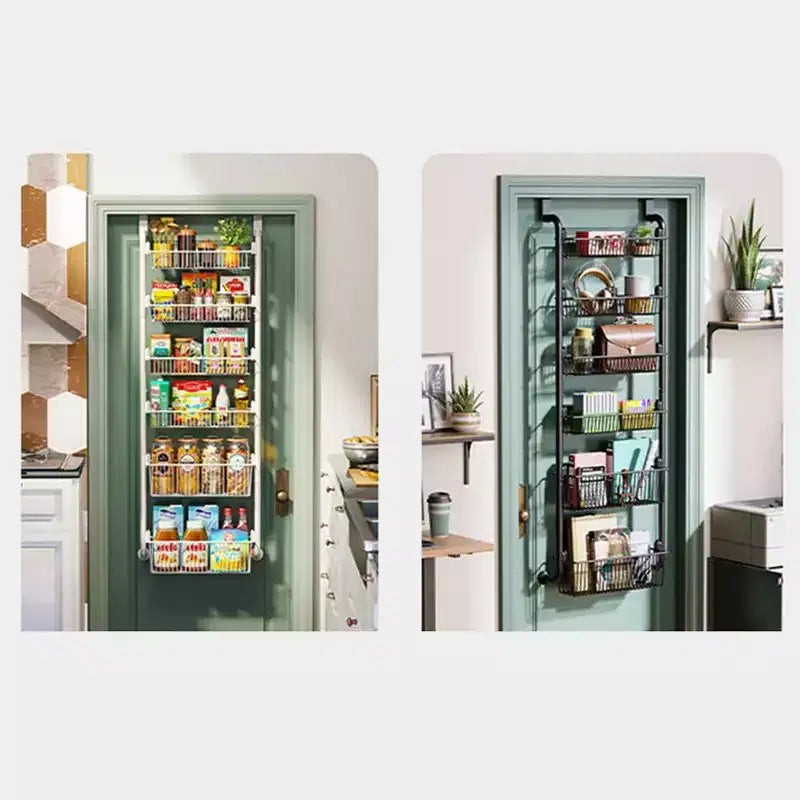 Organizador Para Colgar Sobre la Puerta, Organizador de Despensa de Metal de 6 Niveles, Organizador Colgante Para Puerta Con Cestas Ajustables Para Cocina, Lavadero y Hogar