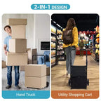 Carro de mano plegable 2 en 1, carro utilitario plegable, carro de compras plegable de servicio pesado con una bolsa impermeable extraíble