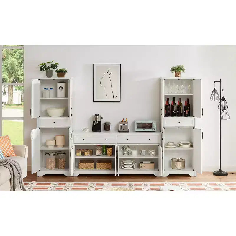 Mueble aparador multifuncional combinable Okak, armario de almacenamiento de gran capacidad para salón, dormitorio u oficina