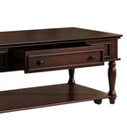 Mesa de centro Luxystar Farmhouse con un cajón, ruedas con freno y patas de madera maciza para sala de estar, Espresso