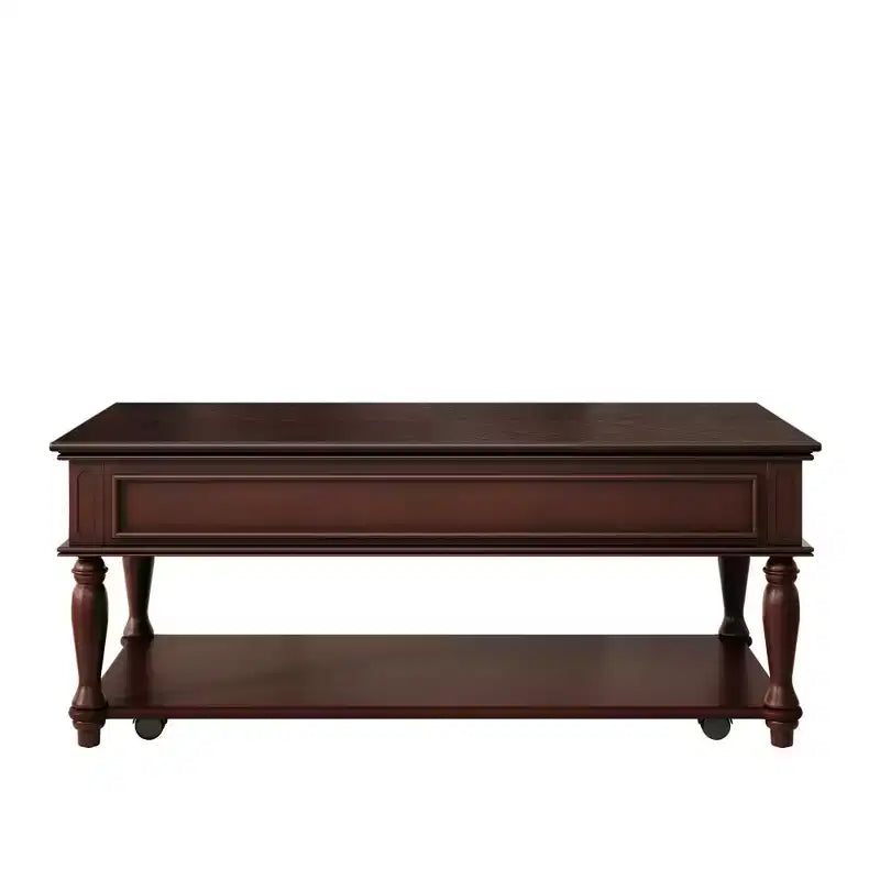 Mesa de centro Luxystar Farmhouse con un cajón, ruedas con freno y patas de madera maciza para sala de estar, Espresso