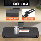 Bandeja para teclado VEVOR debajo del escritorio, altura ajustable, bandeja deslizante para teclado debajo del escritorio con altura y ángulo ajustables, soporte grande para teclado de 63,5 x 24,9 cm, negro