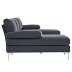 Karl Home | Seccionales en forma de U de 3 piezas de poliéster con apoyabrazos tipo "Pillow Top" de 110 pulgadas de ancho en blanco roto
