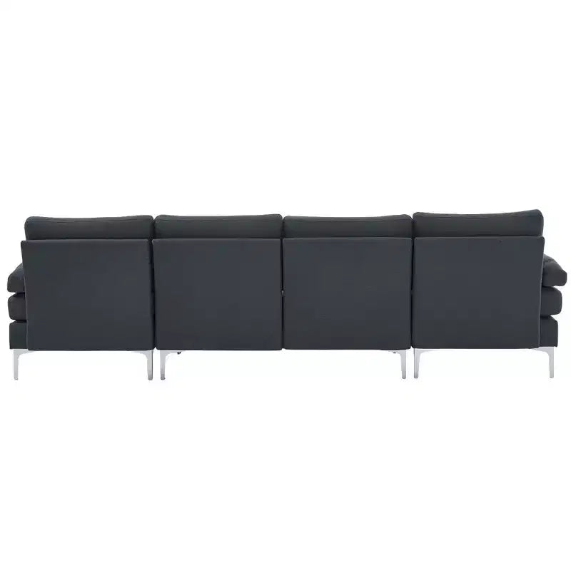Karl Home | Seccionales en forma de U de 3 piezas de poliéster con apoyabrazos tipo "Pillow Top" de 110 pulgadas de ancho en blanco roto