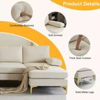 Karl Home | Seccionales en forma de U de 3 piezas de poliéster con apoyabrazos tipo "Pillow Top" de 110 pulgadas de ancho en blanco roto