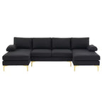 Karl Home | Seccionales en forma de U de 3 piezas de poliéster con apoyabrazos tipo "Pillow Top" de 110 pulgadas de ancho en blanco roto