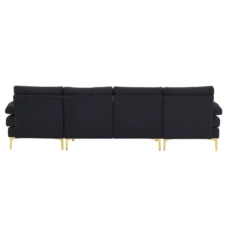 Karl Home | Seccionales en forma de U de 3 piezas de poliéster con apoyabrazos tipo "Pillow Top" de 110 pulgadas de ancho en blanco roto