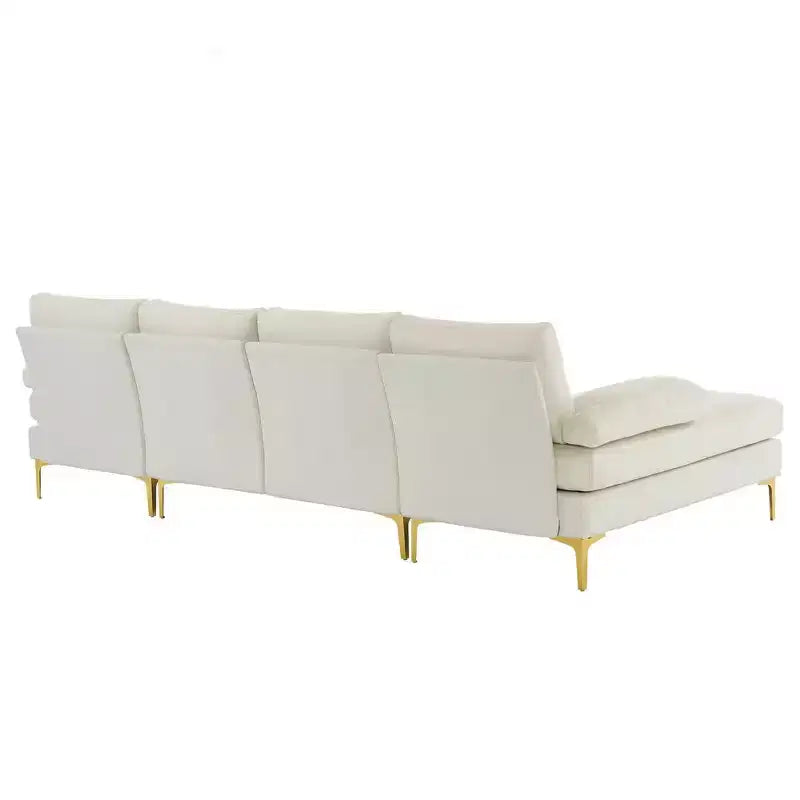 Karl Home | Seccionales en forma de U de 3 piezas de poliéster con apoyabrazos tipo "Pillow Top" de 110 pulgadas de ancho en blanco roto
