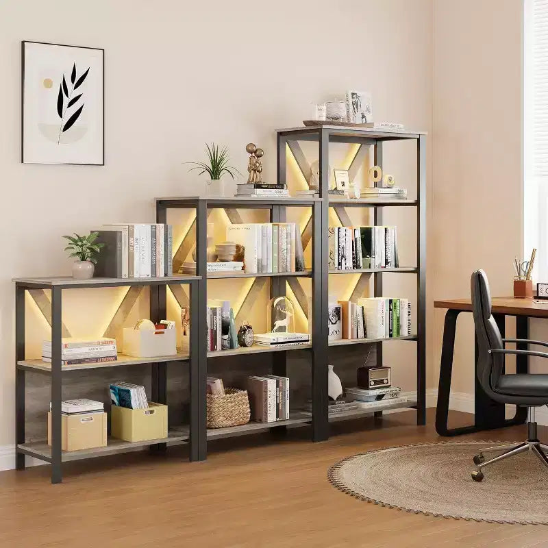 Estantería industrial Acekool, organizador moderno de metal para exhibición para sala de estar, oficina