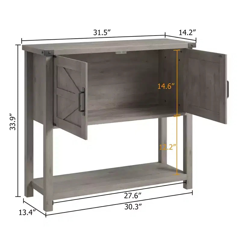 Mesas de sofá con doble puerta, mesa consola con estante de almacenamiento y estante abierto, mesa consola de madera, mesa de entrada para cocina, comedor