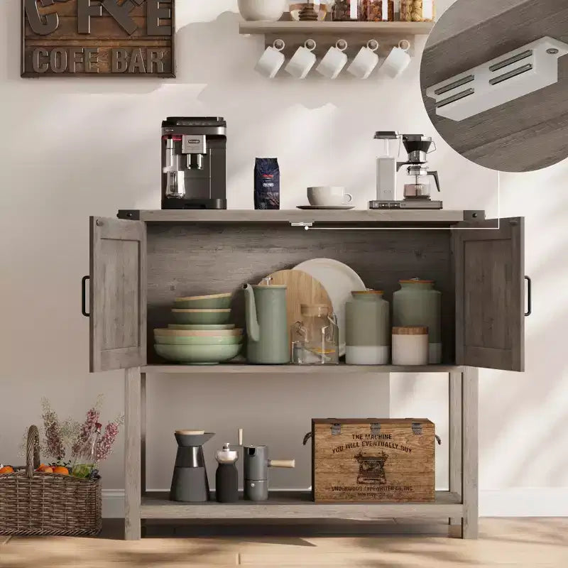 Mesas de sofá con doble puerta, mesa consola con estante de almacenamiento y estante abierto, mesa consola de madera, mesa de entrada para cocina, comedor