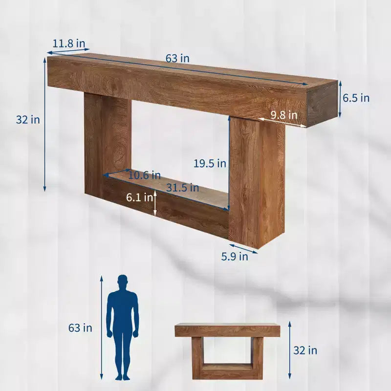 Mesa consola larga de 63 pulgadas para entrada - Mesa de sofá estilo rústico detrás del sofá, mesa para pasillo y sala de estar, mesa de entrada de madera rústica para vestíbulo, decoración del hogar