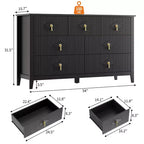 Cómoda de 7 cajones para dormitorio, cómoda de madera de 137 cm de ancho con tiradores de metal, organizador de ropa estriado, mueble de TV para pasillo