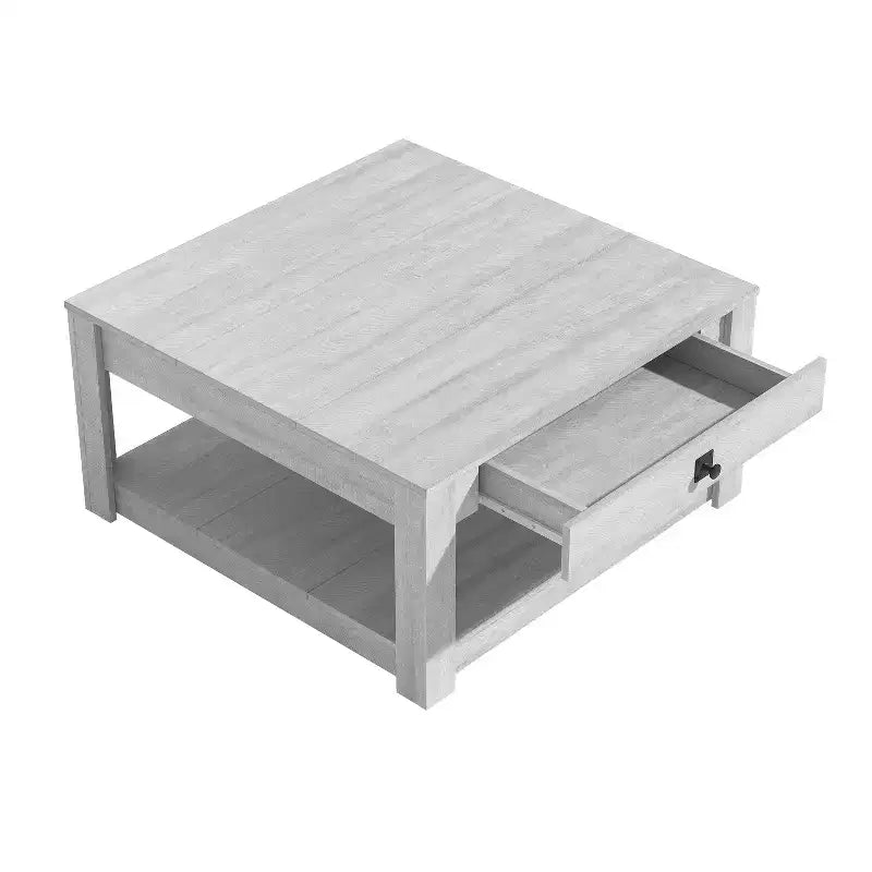 Mesa de centro de madera Galano con cajón de almacenamiento 31.5 An. 31.5 Prof. 16.3 Al.