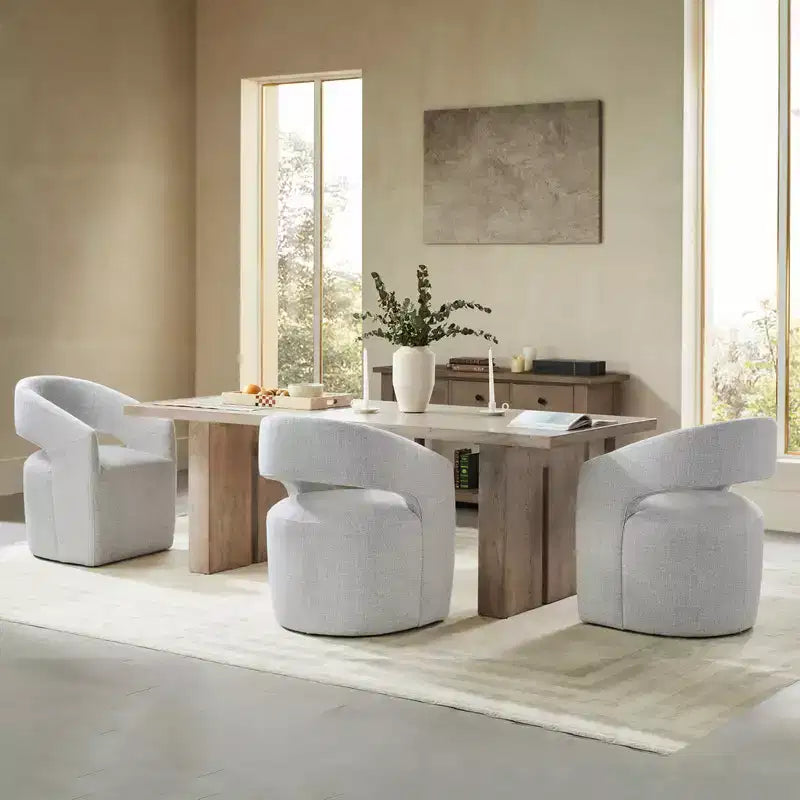 Spruce&Spring Moderna Silla de Comedor tipo Barril con Ruedas y Respaldo Abierto, Sin Ensamblaje, Silla para Cualquier Lugar