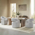 Spruce&Spring Moderna Silla de Comedor tipo Barril con Ruedas y Respaldo Abierto, Sin Ensamblaje, Silla para Cualquier Lugar