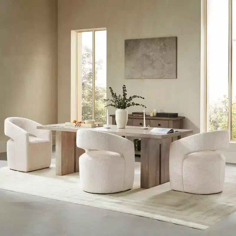 Spruce&Spring Moderna Silla de Comedor tipo Barril con Ruedas y Respaldo Abierto, Sin Ensamblaje, Silla para Cualquier Lugar