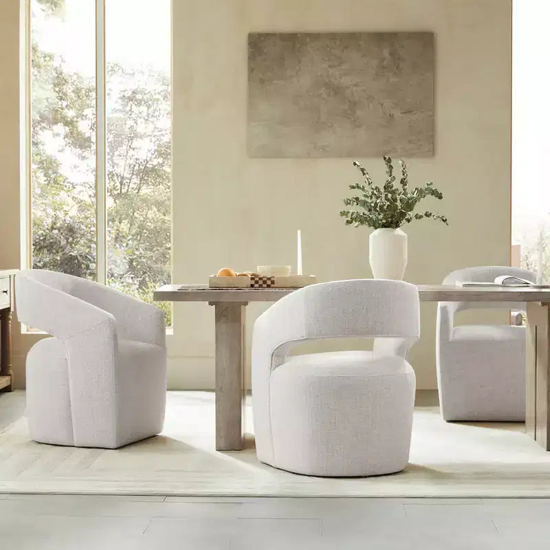 Spruce&Spring Moderna Silla de Comedor tipo Barril con Ruedas y Respaldo Abierto, Sin Ensamblaje, Silla para Cualquier Lugar