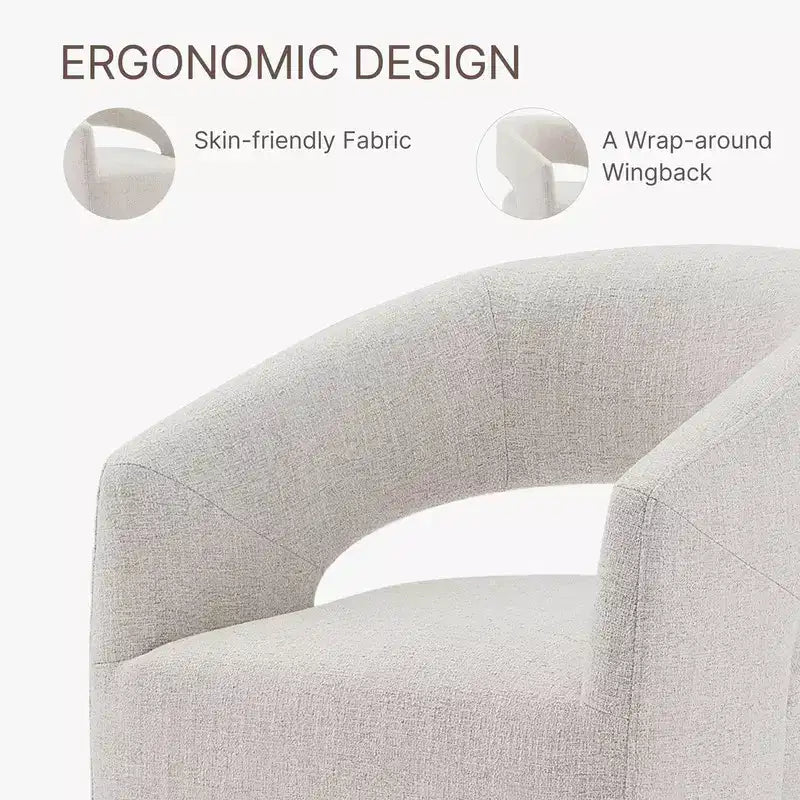 Spruce&Spring Moderna Silla de Comedor tipo Barril con Ruedas y Respaldo Abierto, Sin Ensamblaje, Silla para Cualquier Lugar