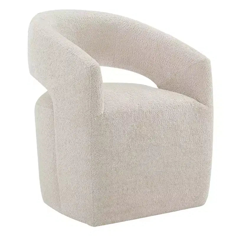 Spruce&Spring Moderna Silla de Comedor tipo Barril con Ruedas y Respaldo Abierto, Sin Ensamblaje, Silla para Cualquier Lugar