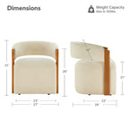 Silla de comedor tapizada Spruce&Spring con reposabrazos de madera y ruedas ocultas