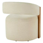 Silla de comedor tapizada Spruce&Spring con reposabrazos de madera y ruedas ocultas