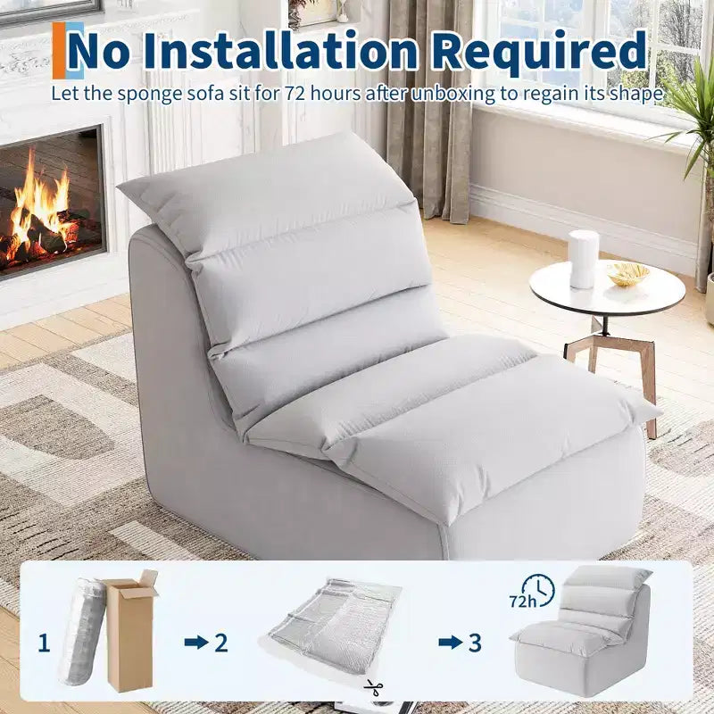 Sillón puff, sofá perezoso de suelo con espuma de alta resiliencia, base antideslizante, pufs para adultos, silla para chimenea para sala de estar o dormitorio