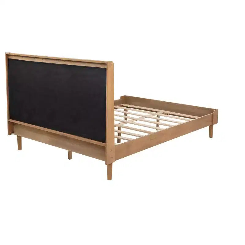 Cama Whisen Wood con cabecero tapizado y estructura reforzada