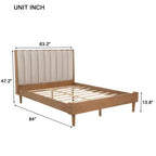 Cama Whisen Wood con cabecero tapizado y estructura reforzada