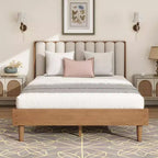 Cama Whisen Wood con cabecero tapizado y estructura reforzada
